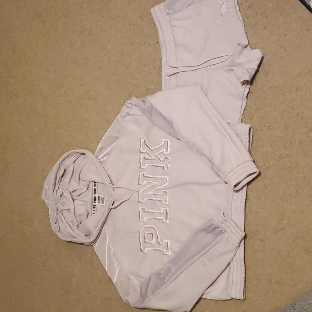 Victoria's Secret Pink Velvet Sweatshirt & Shorts Set
